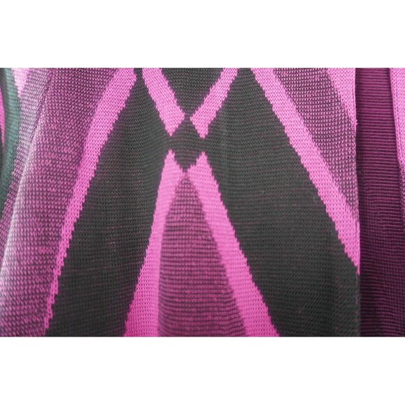 Ming Wang Fuchsia Black Wave Abstract Geometric Heavy Knit Cardigan Sweater Sz M - Picture 10 of 12